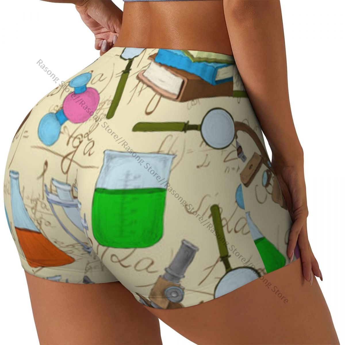 Yoga Fitness Drawing - Women's Yoga Shorts Colorful Sketch Books