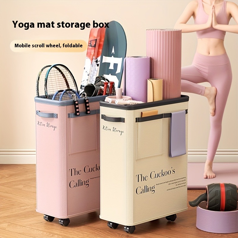 Yoga Fitness Mat - Yoga Mat Storage Basket with Wheels,