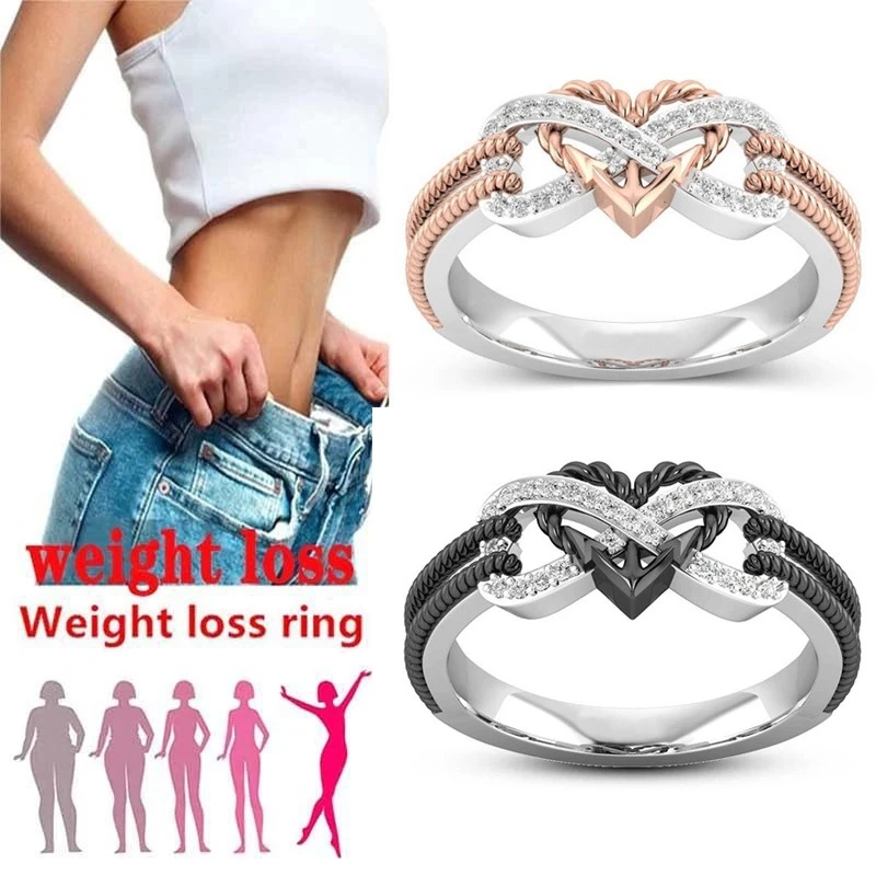 Yoga Fitness Tracker - Black Rose Gold Color Heart Rings