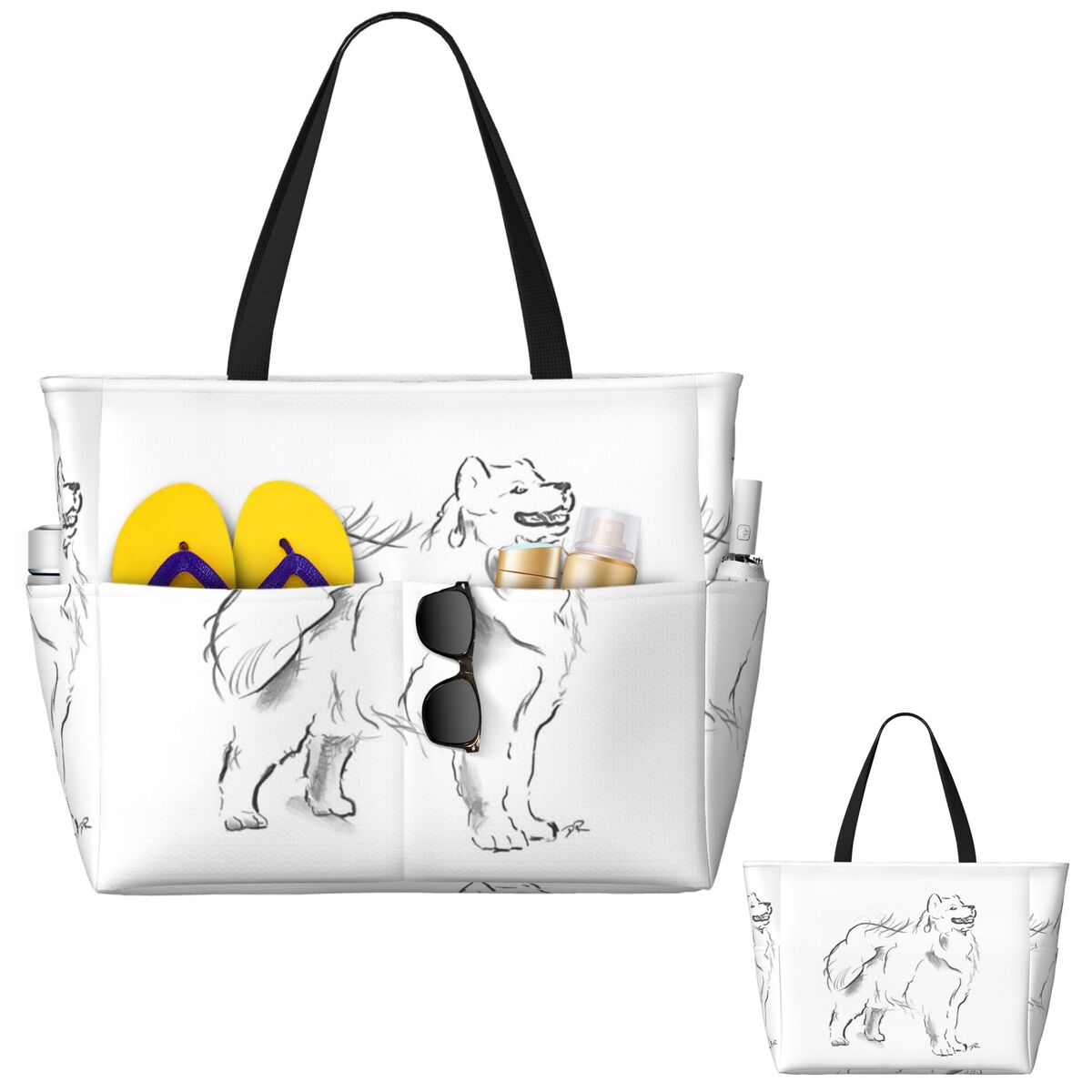 Samoyed Drawing Beach Tote Bag - Yoga Fitness Drawing recension och pris