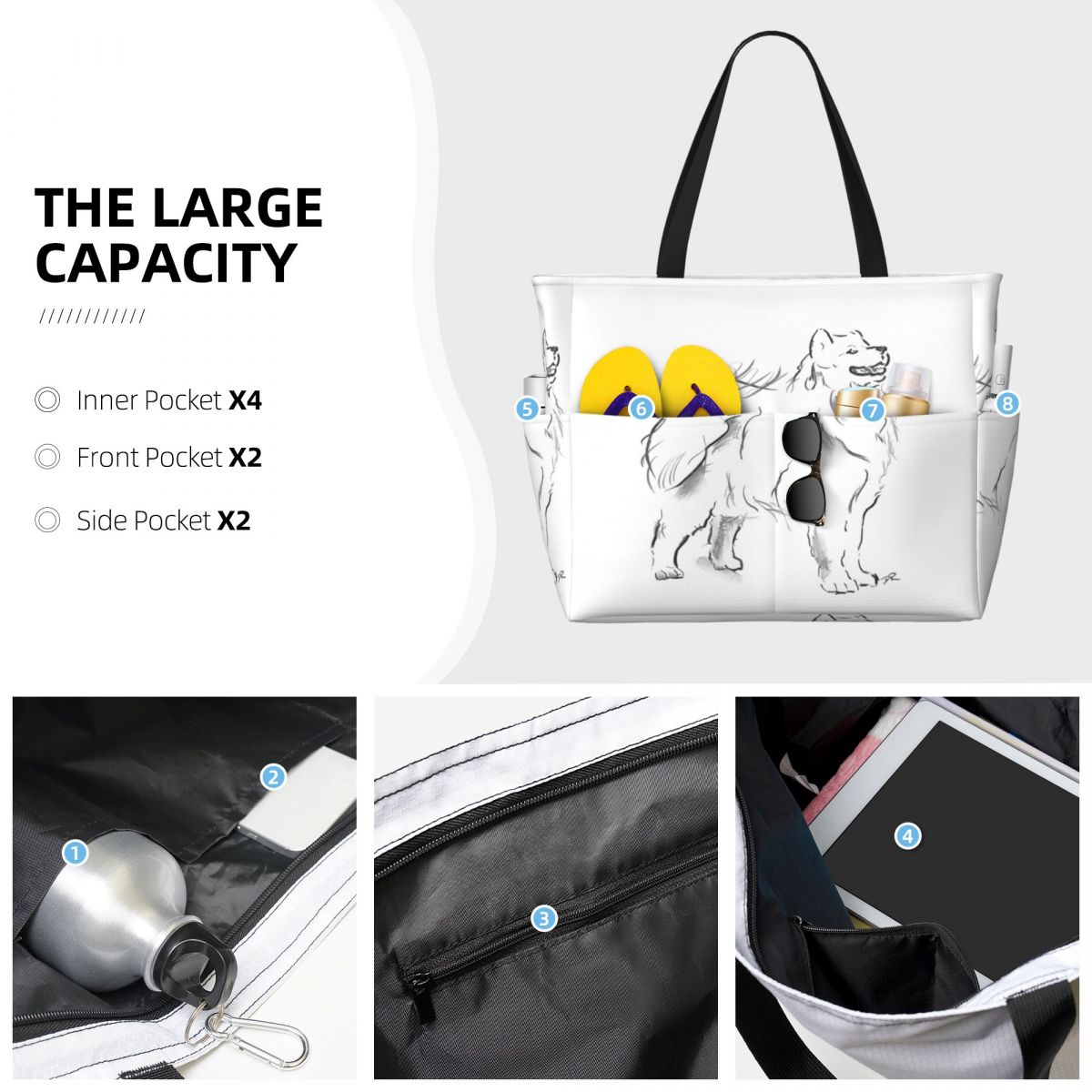 Samoyed Drawing Beach Tote Bag - Yoga Fitness Drawing recension och pris