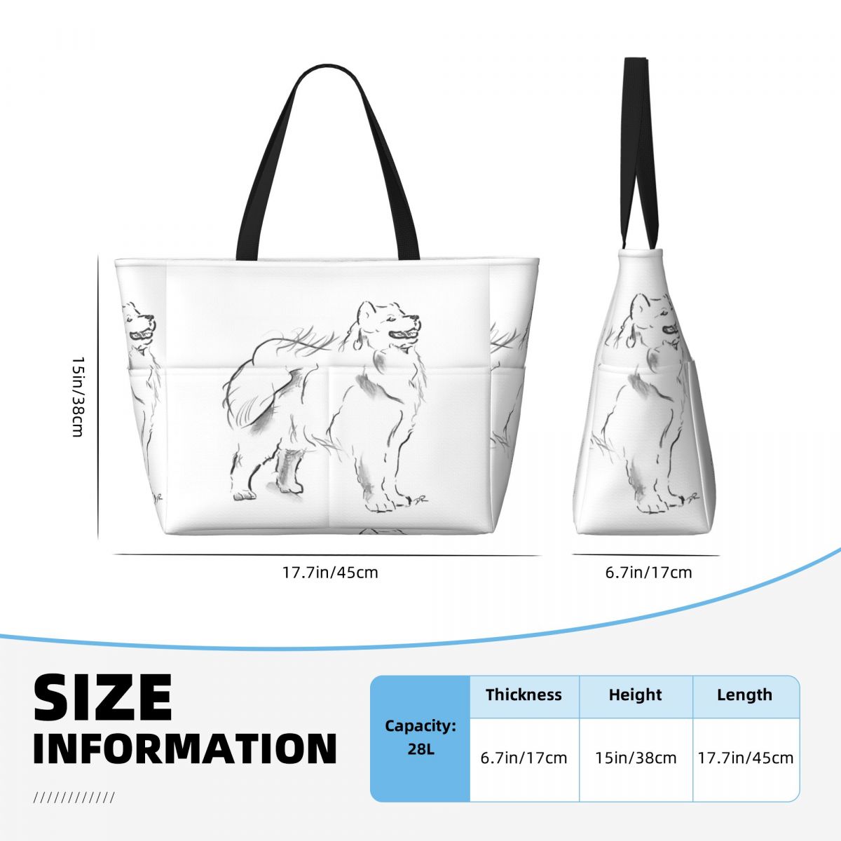 Samoyed Drawing Beach Tote Bag - Yoga Fitness Drawing recension och pris