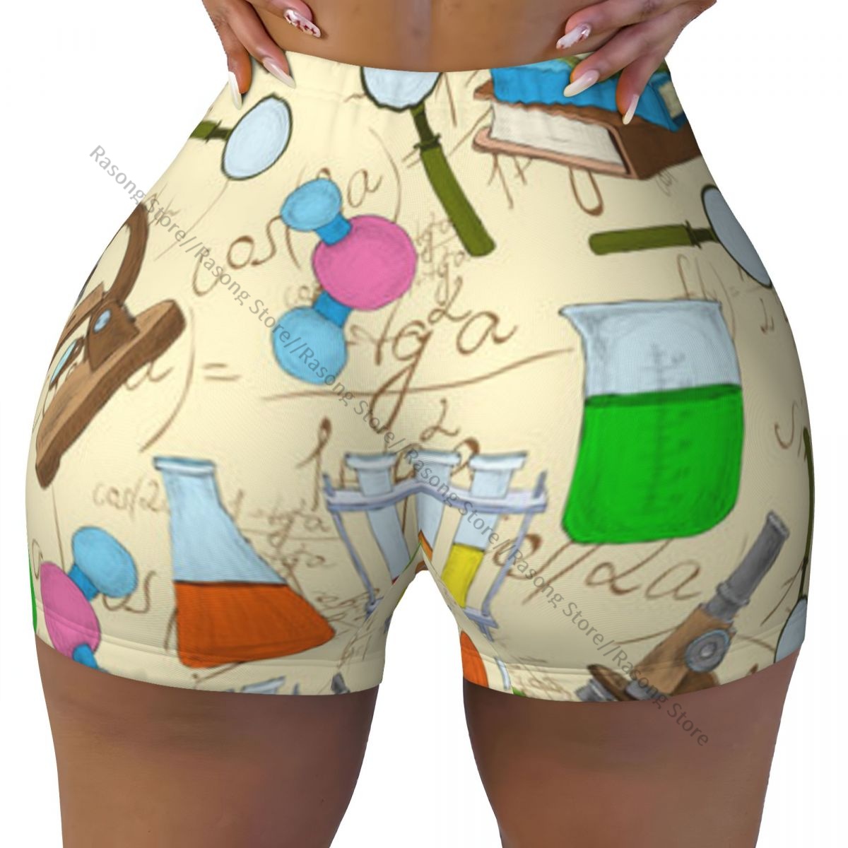 Women's Yoga Shorts Colorful S - Yoga Fitness Drawing recension och pris