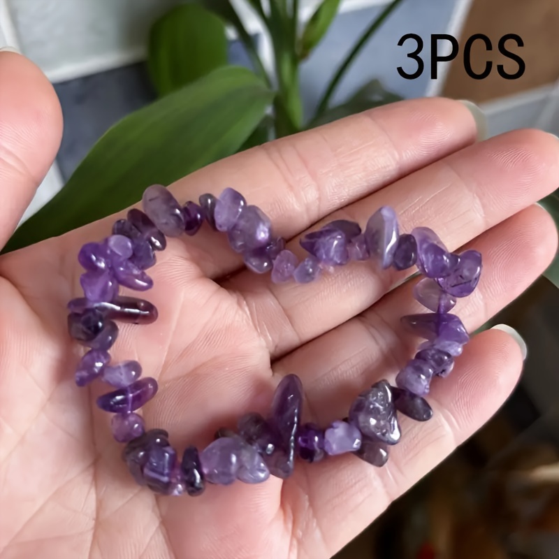 3 Pcs/Set Natural Stone Amethy - Yoga Fitness Tracker recension och pris