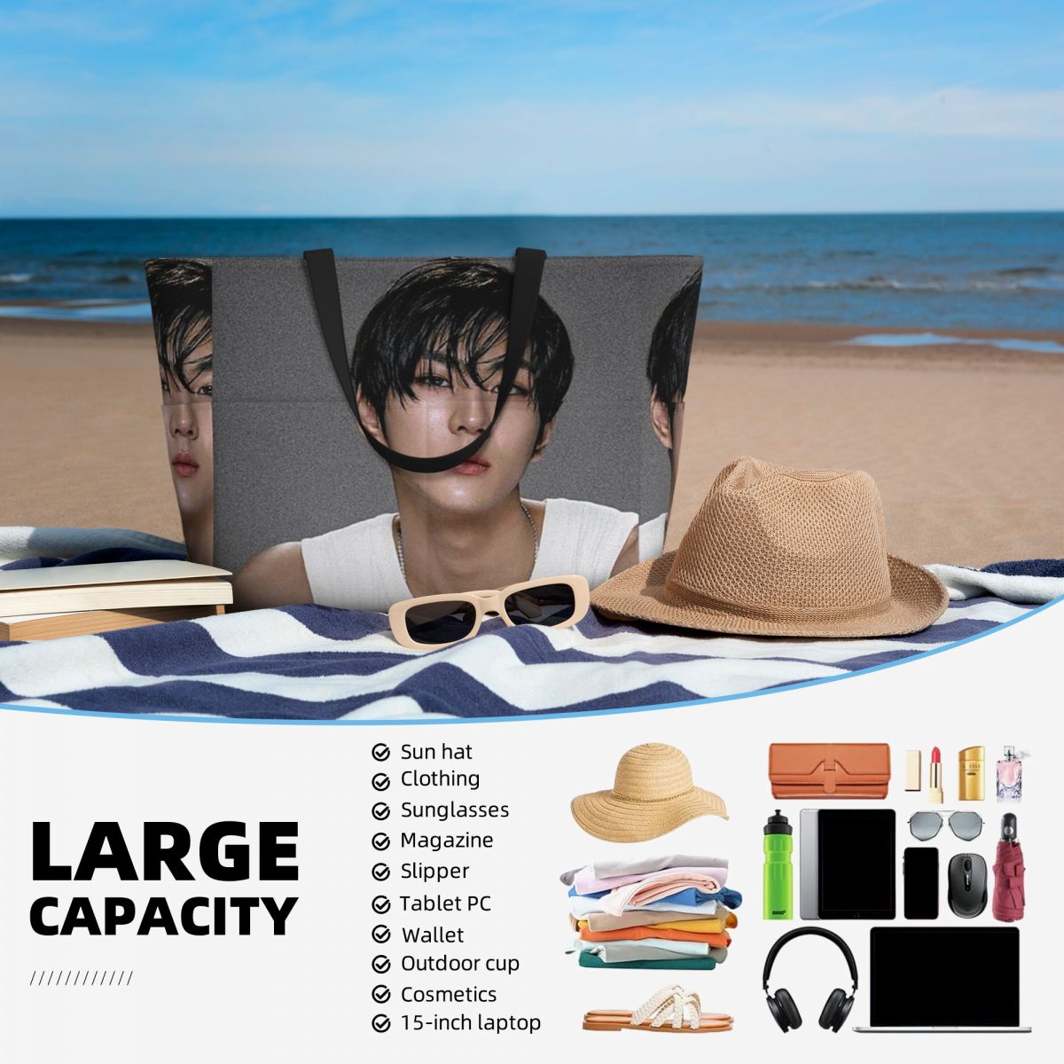 Jungwon En Kpop Beach Tote Bag - Yoga En Fitness recension och pris